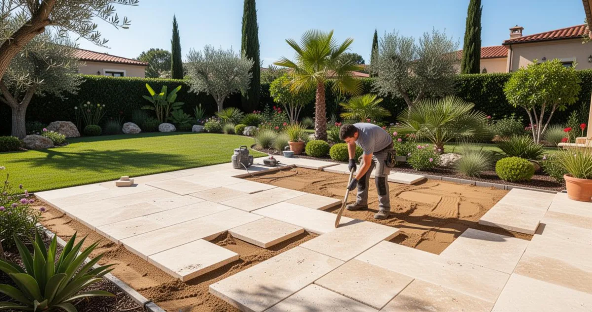 Aménager une terrasse en travertin : les secrets d'un sol drainant et durable