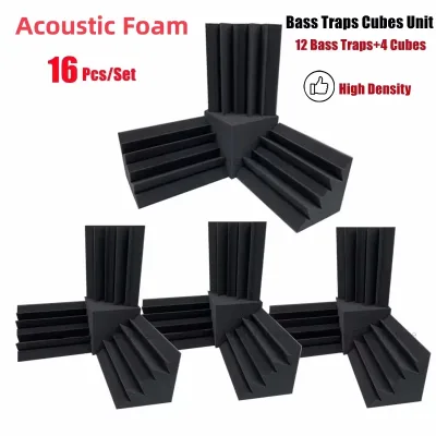 Panneaux de mousse acoustique noirs, lot de 16