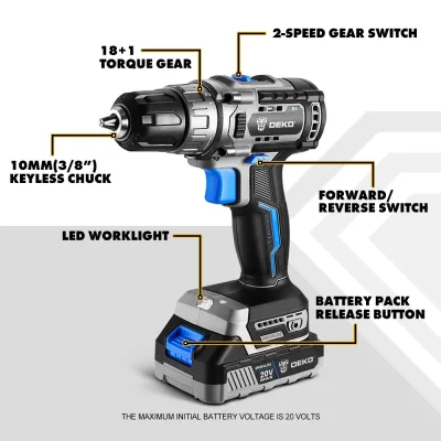 Perceuse sans fil sans balais 20 V, 2 vitesses – image 2