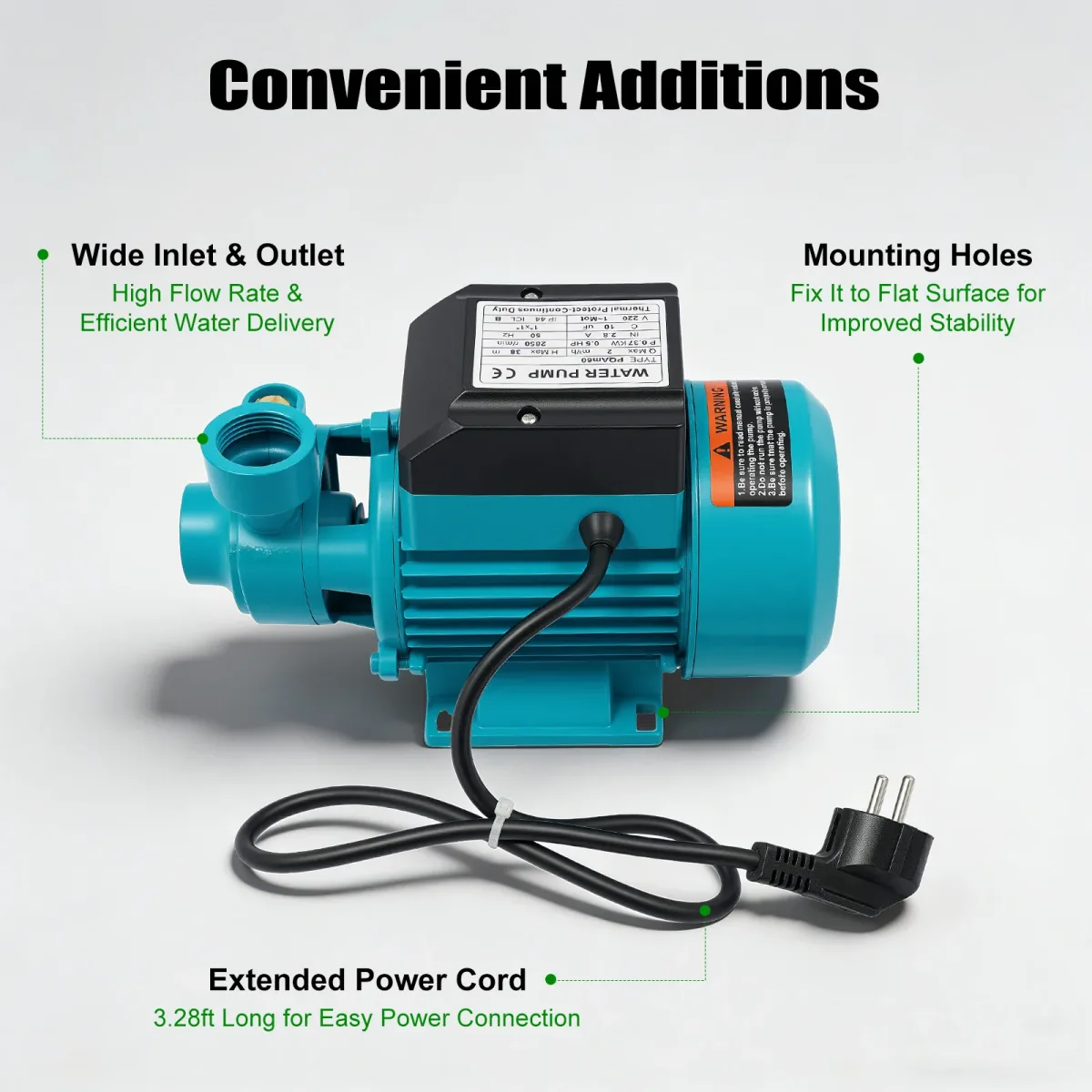 Pompe à eau électrique 370 W pour eau propre